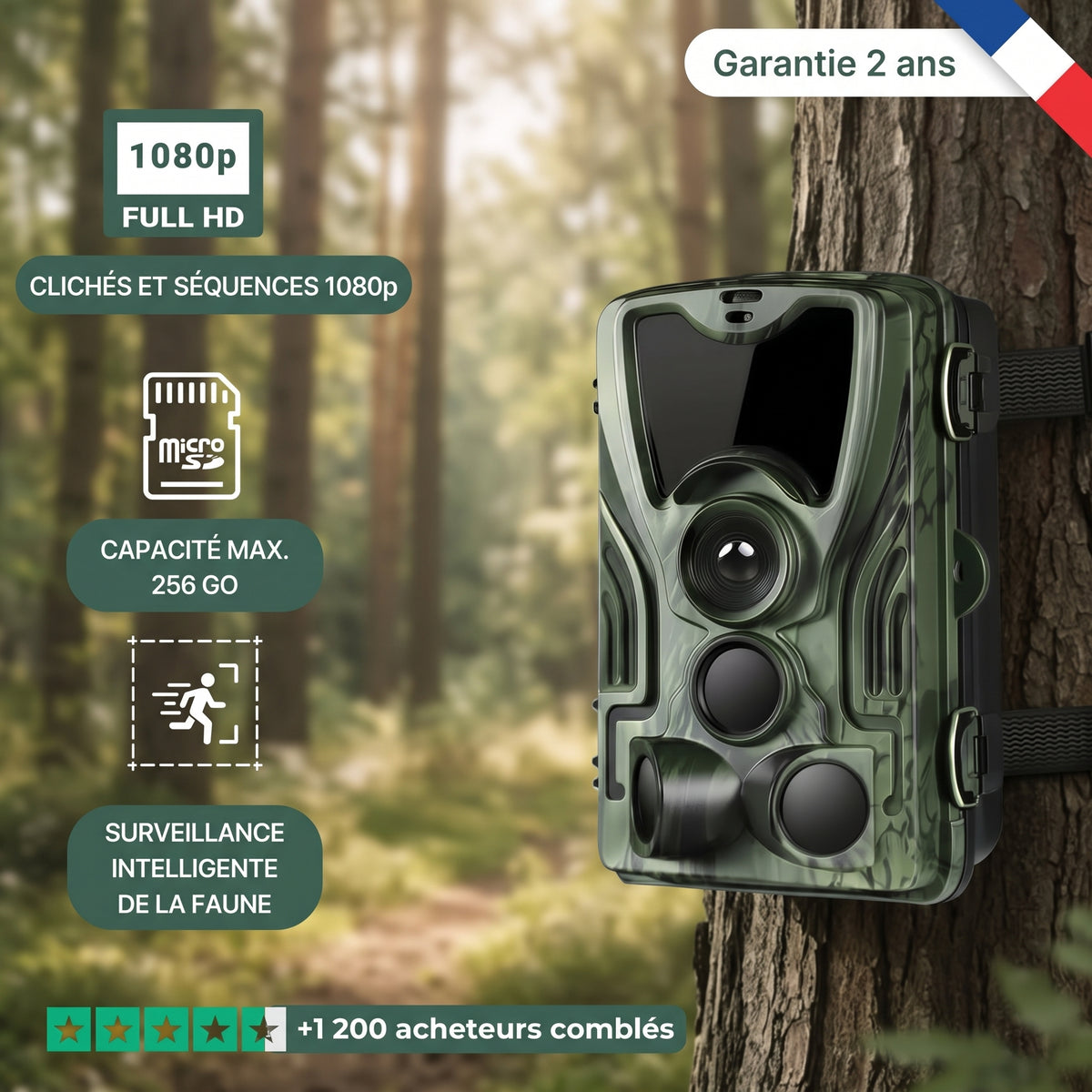 Caméra de chasse full HD avec écran